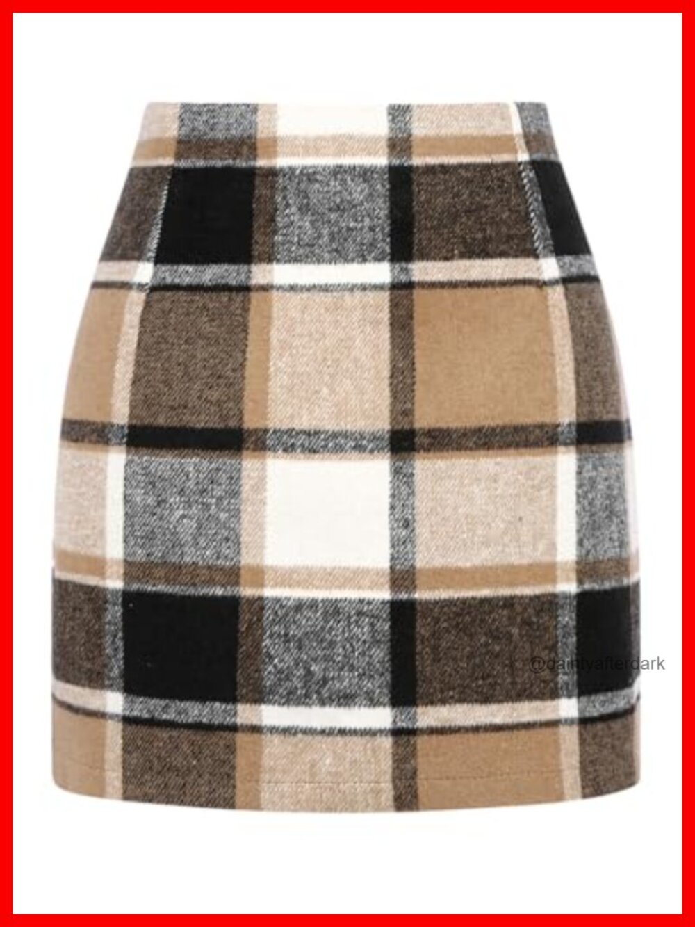 High Waist Plaid Bodycon Pencil Mini Skirt Woolen